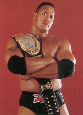 The Rock With The WWF 1998 J-Mar Black Strap Intercontinental Title Belt 
