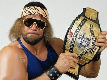 Macho Man Randy Savage With The WWF Reggie IC Intercontinental Title Belt