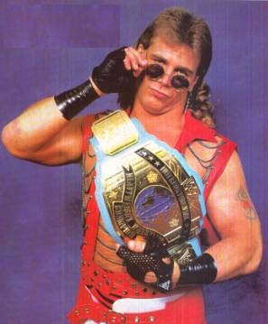 Shawn Michaels With The WWF Reggie IC Blue Strap Intercontinental Title Belt 