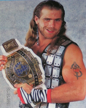 Shawn Michaels With The WWF Reggie IC White Strap Intercontinental Title Belt