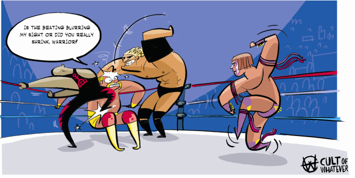 Sid and Papa Shango attacking Hulk Hogan, Ultimate Warrior makes the save at WrestleMania 8