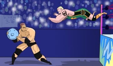 WrestleMania 24 JBL Finlay Cartoon Illustration