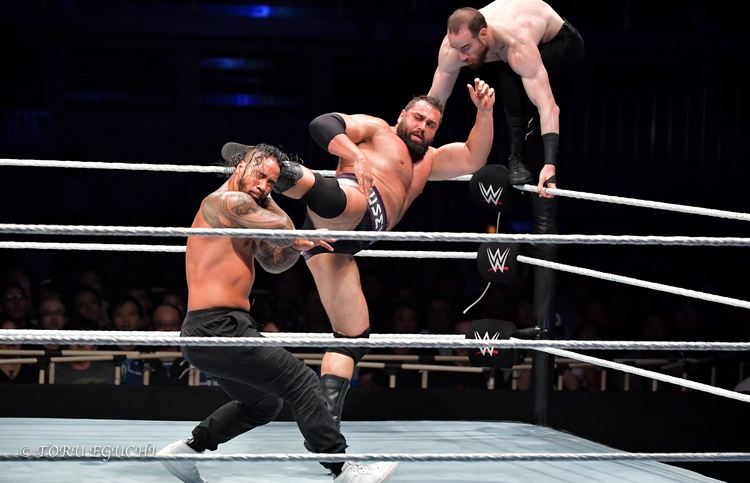 300618 Jimmy Jey Uso Rusev Aiden English