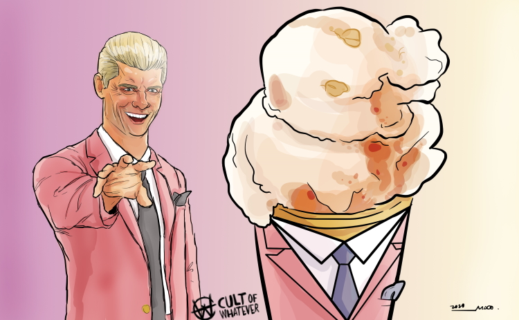 Cody Rhodes Butter Pecan Ice Cream Cartoon Illustration
