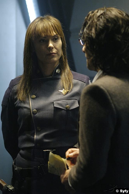 Battlestar Galactica S02e10 Michelle Forbes Admiral Helena Cain
