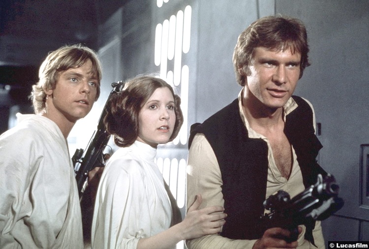 Star Wars New Hope Mark Hamill Carrie Fisher Harrison Ford Luke Skywalker Princess Leia Han Solo