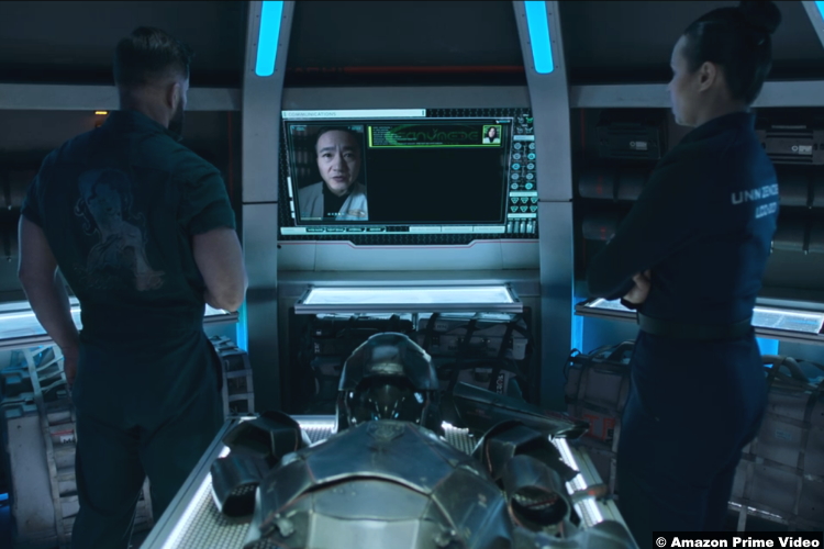 The Expanse S06e03: Wes Chatham, Terry Chen and Frankie Adams as Amos, Prax and Bobbie