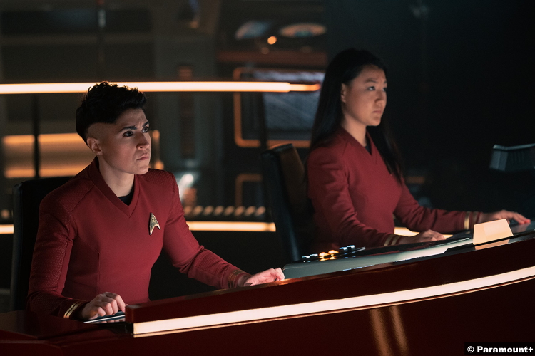 Star Trek Strange New Worlds S01e10: Melissa Navia and Rong Fu as Erica Ortegas and Jenna Mitchell