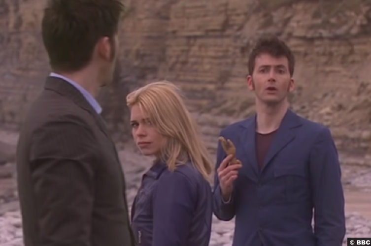 Doctor Who S04e13: Billie Piper and David Tennant as Rose and the Doctors